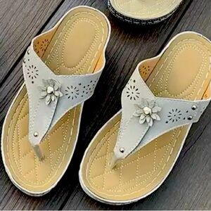 Women’s’ Leather Sandals with block heals. Feel like Suede. Size 8 1//2. NWOT